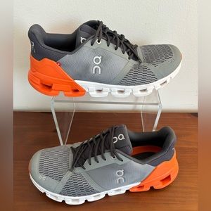 On Cloudflyer Men’s 9.5 Running Shoes-Gray/orange/white
